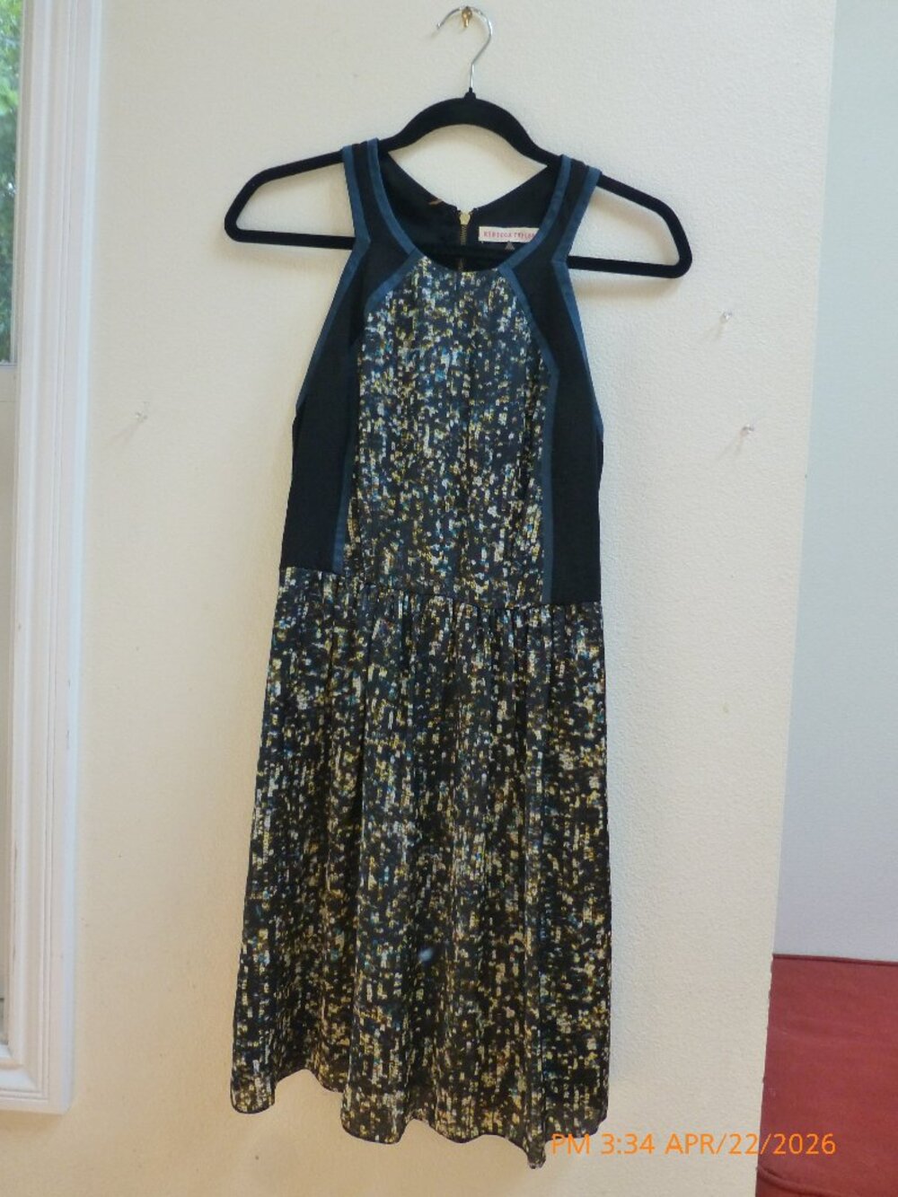 Rebecca Taylor Sequin Print Dress size 4 sleeveless ASOTV